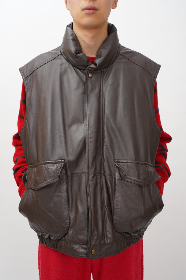 80'S "Eddie Bauer" -Leather Down Vest-