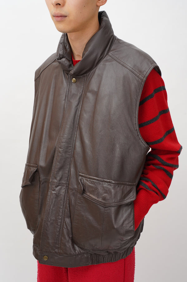 80'S "Eddie Bauer" -Leather Down Vest-