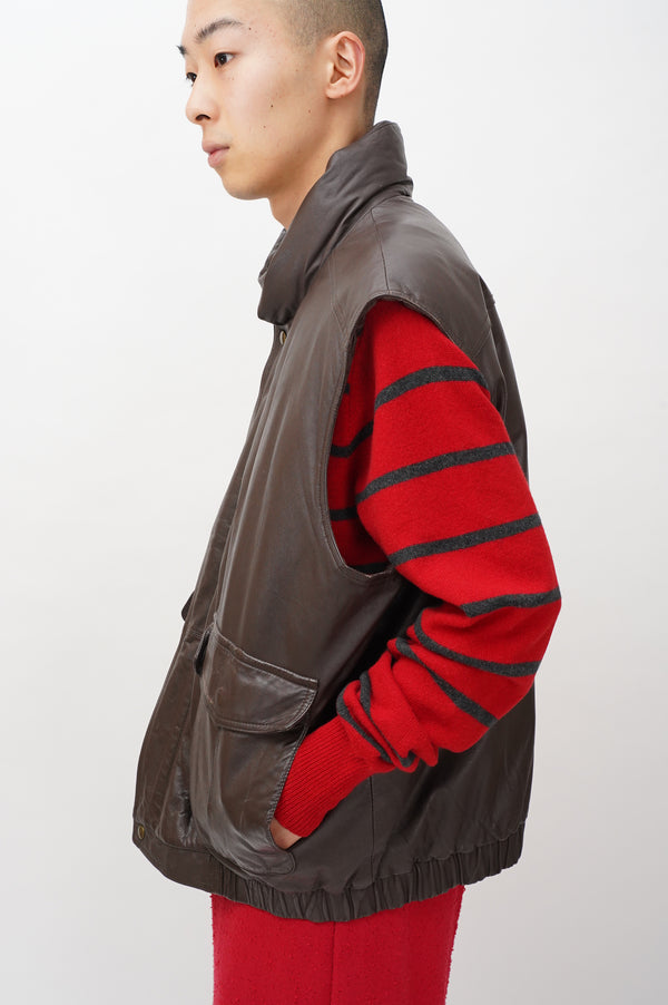 80'S "Eddie Bauer" -Leather Down Vest-