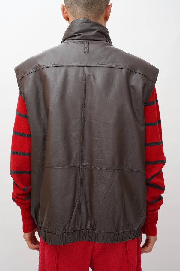 80'S "Eddie Bauer" -Leather Down Vest-