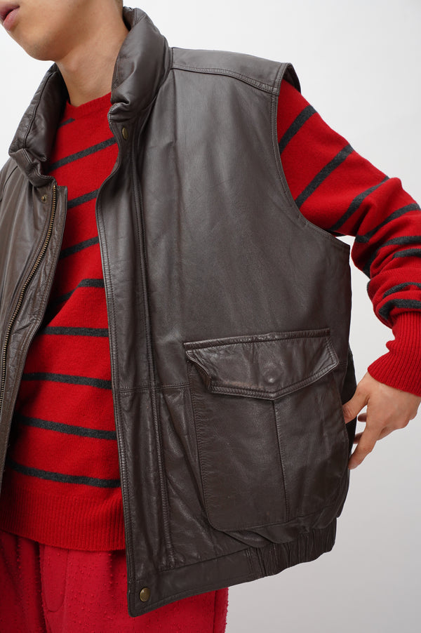80'S "Eddie Bauer" -Leather Down Vest-