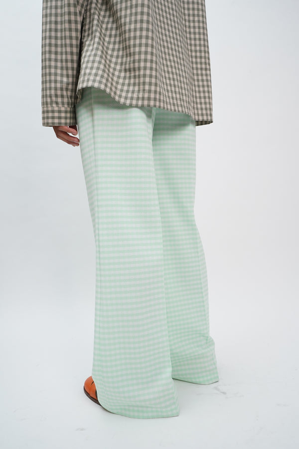 70's "UNKNOWN" -Check Pattern Flare Polyester Pants-