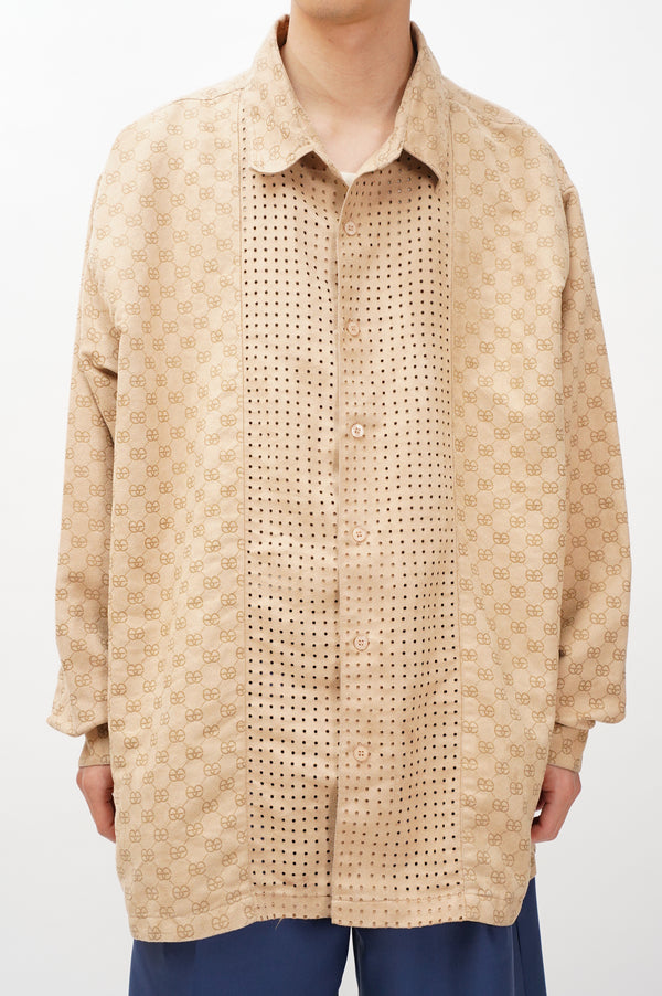"RAW BLUE" -Multi Logo/Punching Suede L/S Shirts-
