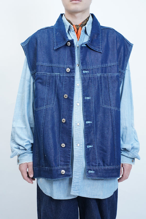 "WEBS JEANS" -Shiny Denim Big Vest-