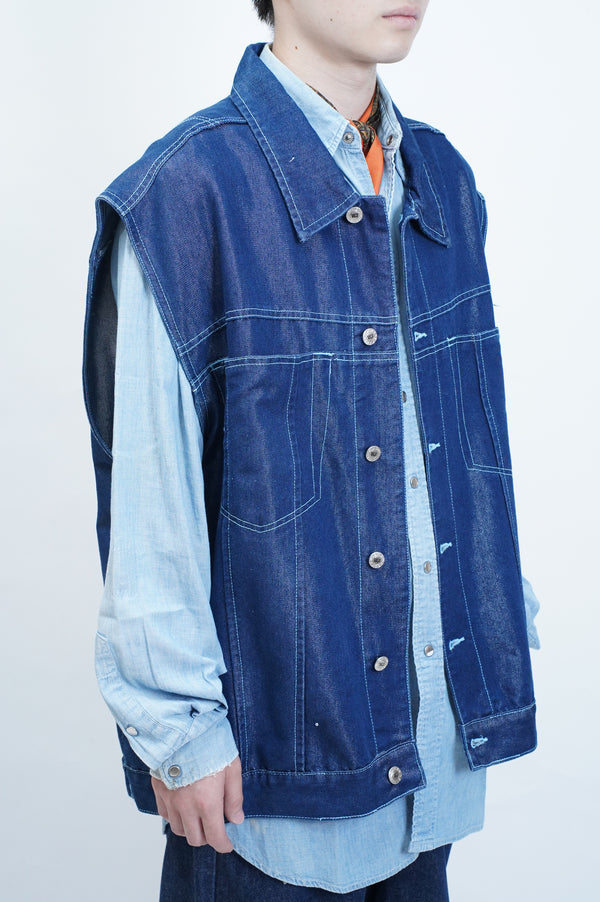 "WEBS JEANS" -Shiny Denim Big Vest-