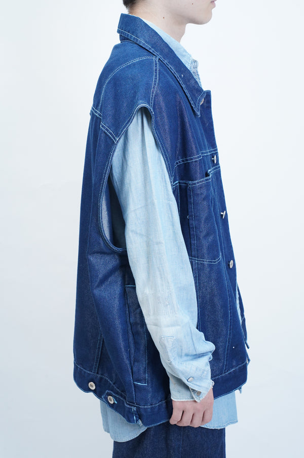 "WEBS JEANS" -Shiny Denim Big Vest-
