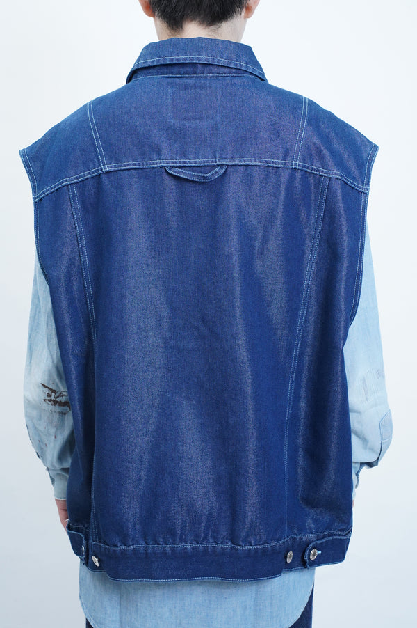 "WEBS JEANS" -Shiny Denim Big Vest-