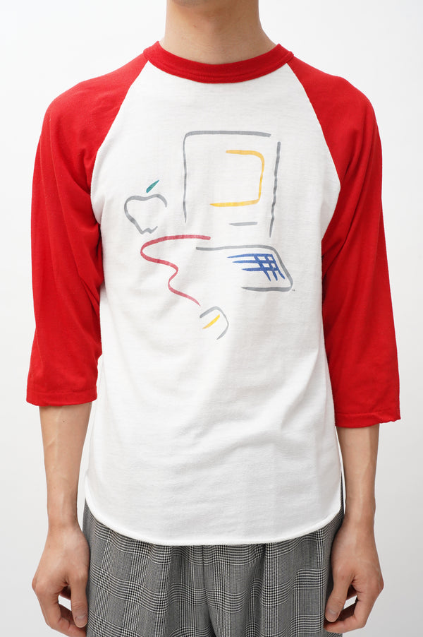 80'S "apple" -"Macintosh Picasso Style" Logo Printed Raglan Tee-
