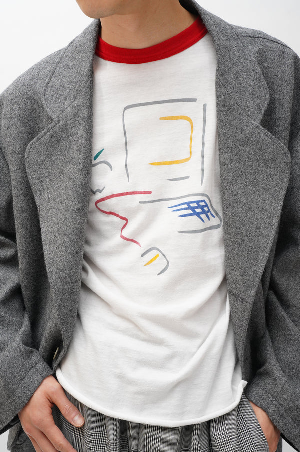 80'S "apple" -"Macintosh Picasso Style" Logo Printed Raglan Tee-
