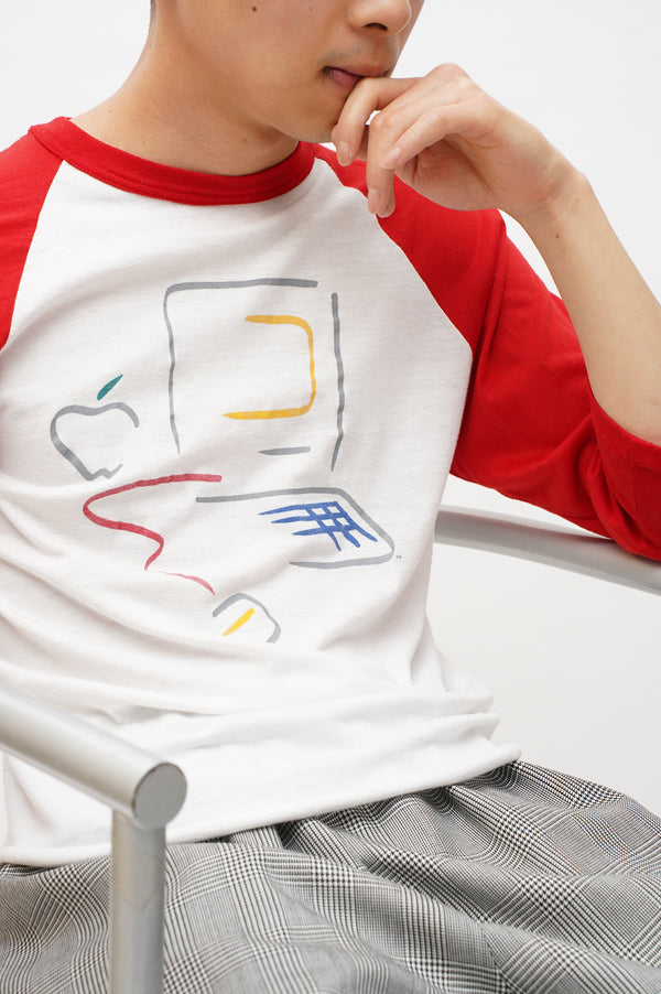 80'S "apple" -"Macintosh Picasso Style" Logo Printed Raglan Tee-