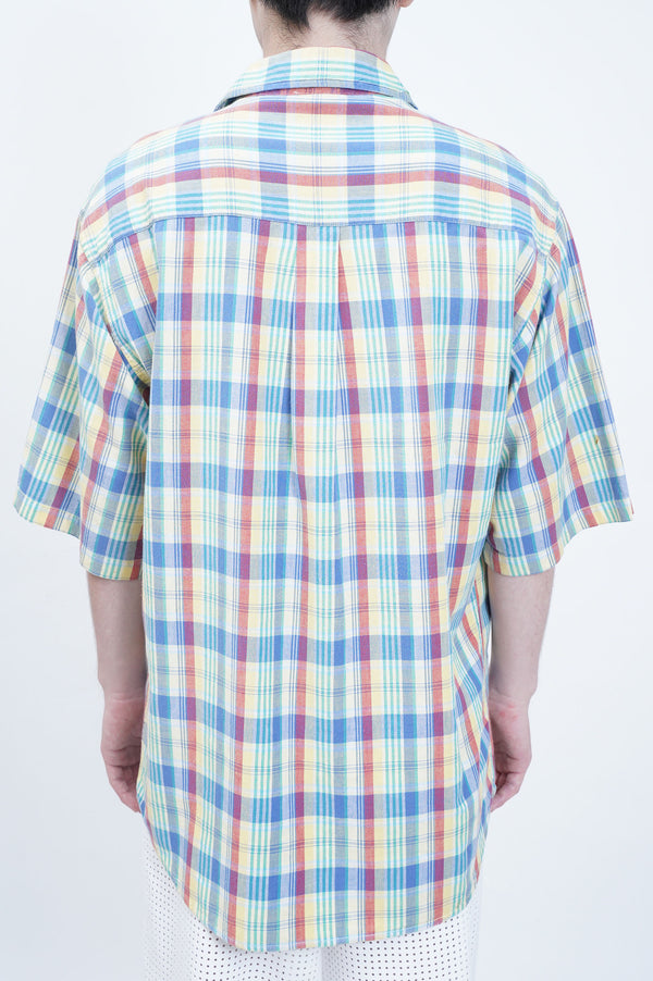 90's "CLUB ROOM" -Indian Madras Check Cotton S/S B.D. Shirts-