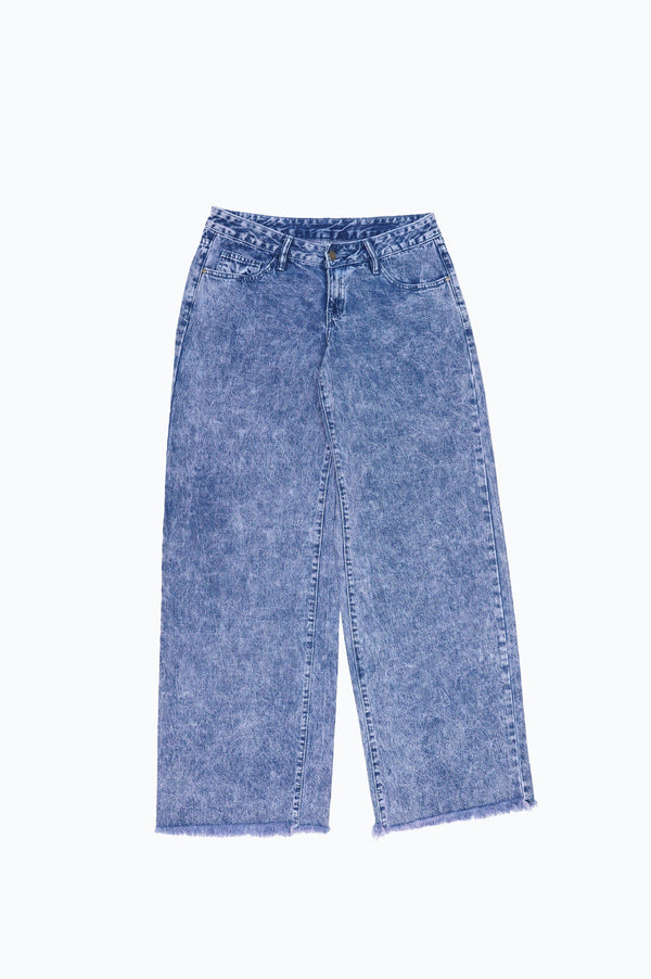 "UNKNOWN" -Cut Off Baggy Chemical Denim Pants-