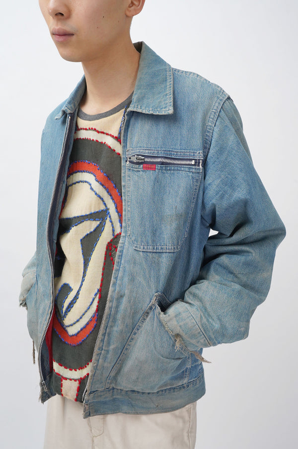70's "BIG SMITH" -Quilting Liner Denim Zip Jacket-
