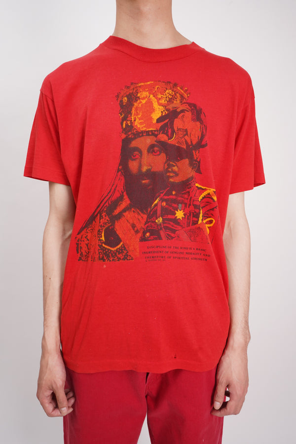 80's "UNKNOWN" -"Selassie/Garvey" Print S/S Tee-