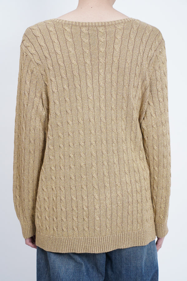 "LAUREN RALPH LAUREN" -V/N Metallic Knit Sweater-