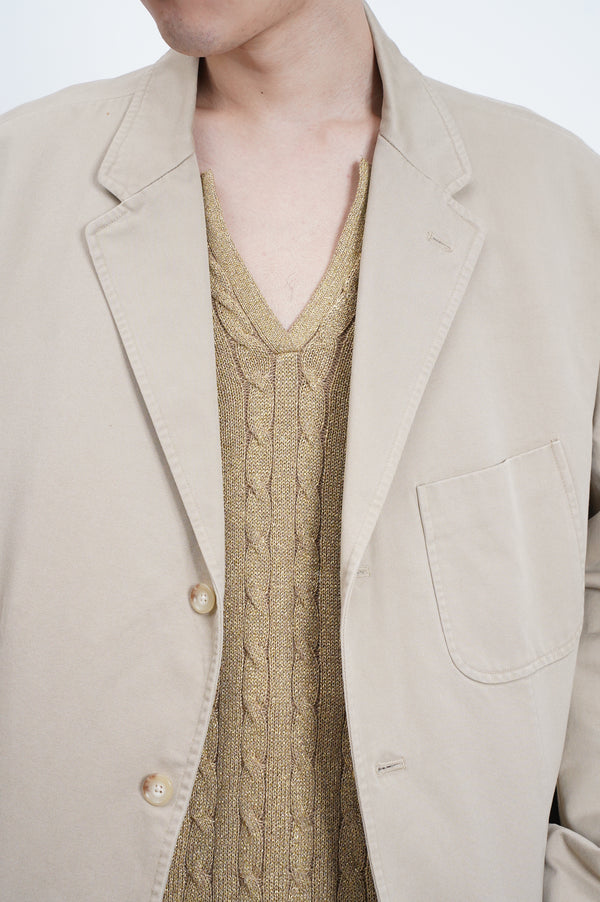 "LAUREN RALPH LAUREN" -V/N Metallic Knit Sweater-