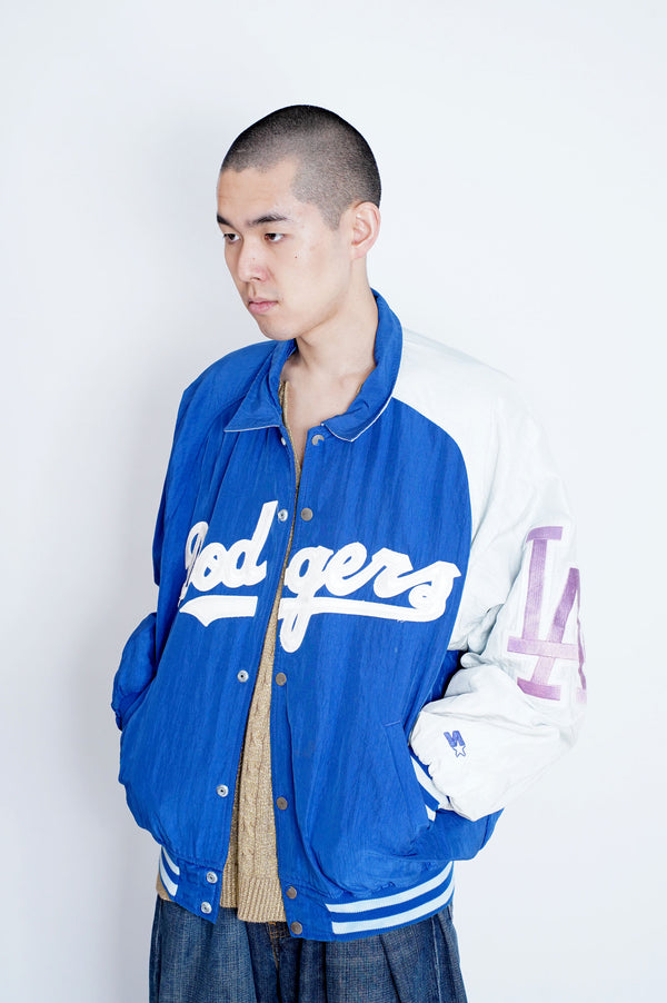 90's "STARTER" -"LOS ANGELS DODGERS" Padded Studium Jacket (W/COLLAR)-