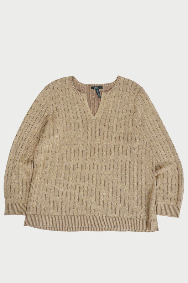 "LAUREN RALPH LAUREN" -V/N Metallic Knit Sweater-