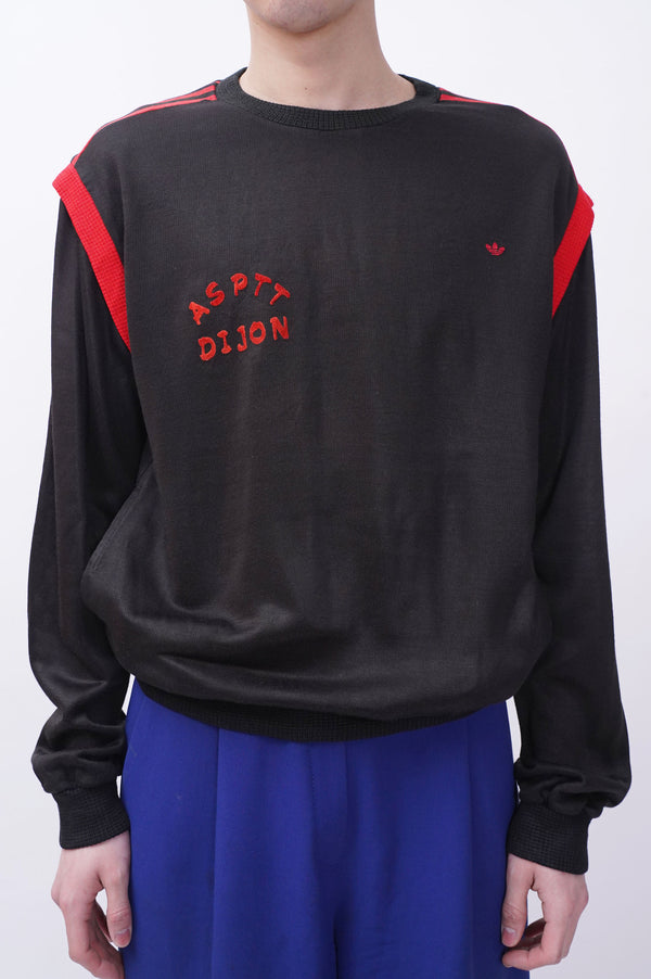 70's "adidas" -"ASPTT DIJON" Flocky Print C/N Sweat -