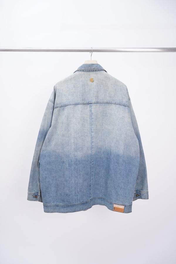 2000's "ROCAWEAR" -Cotton/Poly Slub Denim Trucker Jacket-