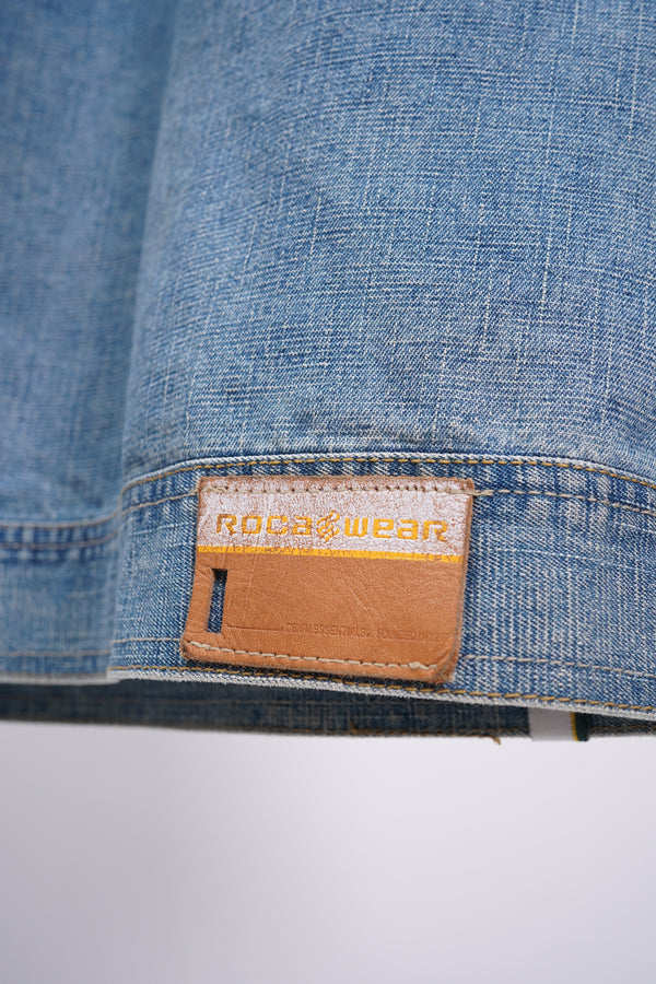 2000's "ROCAWEAR" -Cotton/Poly Slub Denim Trucker Jacket-