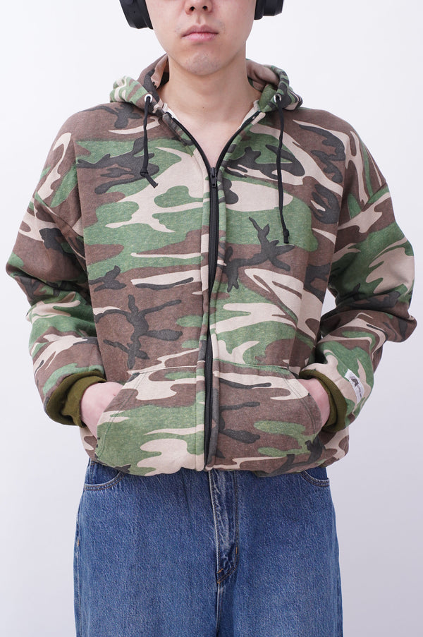 "ACE SPORTSWEAR" -Camo Pattern Thermal Liner Sweat Zip Parka-