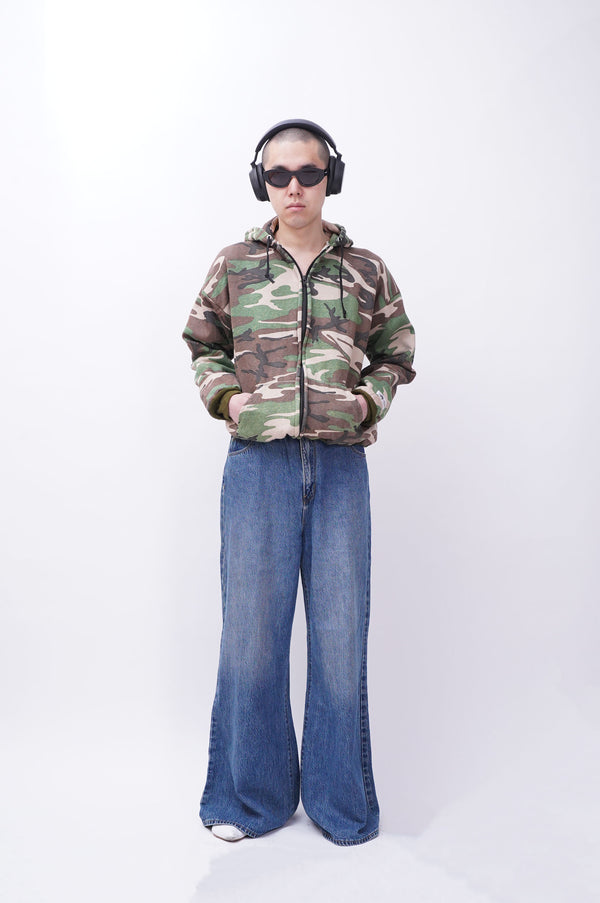 "ACE SPORTSWEAR" -Camo Pattern Thermal Liner Sweat Zip Parka-
