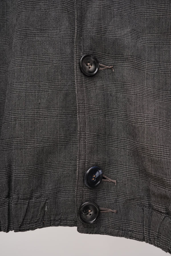 90's "GIORGIO ARMANI" -LINEN/VISCOSE Check Pattern Blouson-