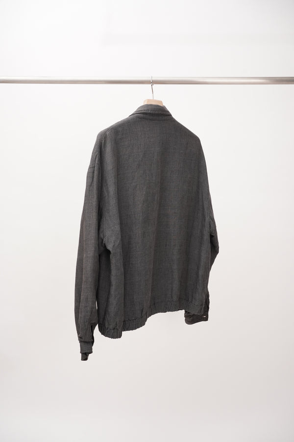 90's "GIORGIO ARMANI" -LINEN/VISCOSE Check Pattern Blouson-