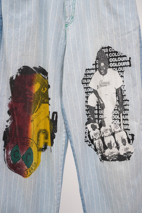 90's "Cross Colours" -Tapered Baggy Painted Denim Pants-