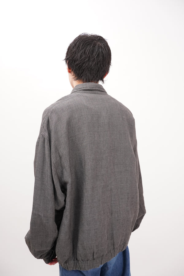 90's "GIORGIO ARMANI" -LINEN/VISCOSE Check Pattern Blouson-