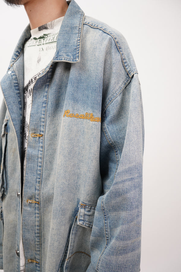 2000's "ROCAWEAR" -Cotton/Poly Slub Denim Trucker Jacket-