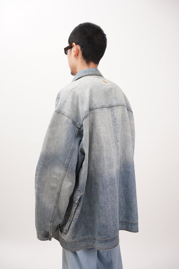 2000's "ROCAWEAR" -Cotton/Poly Slub Denim Trucker Jacket-