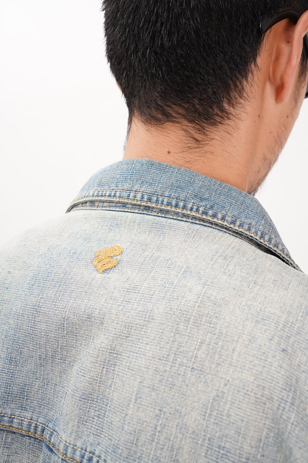 2000's "ROCAWEAR" -Cotton/Poly Slub Denim Trucker Jacket-