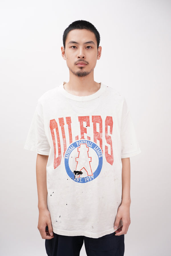 90's "TRENCH MFG Co." -"OILERS" Logo Printed BORO Tee-