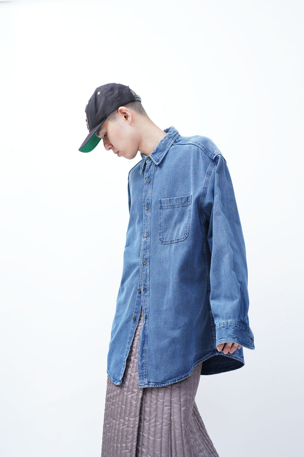90's "L.L. Bean" -Indigo Canvas L/S B.D. Shirt-