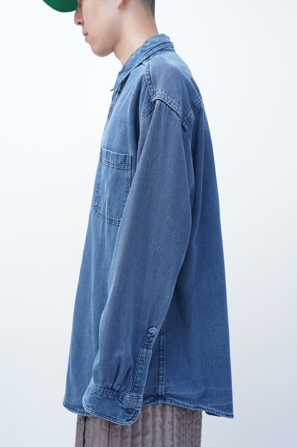 90's "L.L. Bean" -Indigo Canvas L/S B.D. Shirt-