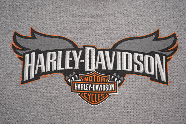 "HARLEY DAVIDSON" -Logo Print S/S Mesh Tee-