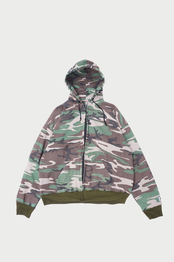 "ACE SPORTSWEAR" -Camo Pattern Thermal Liner Sweat Zip Parka-