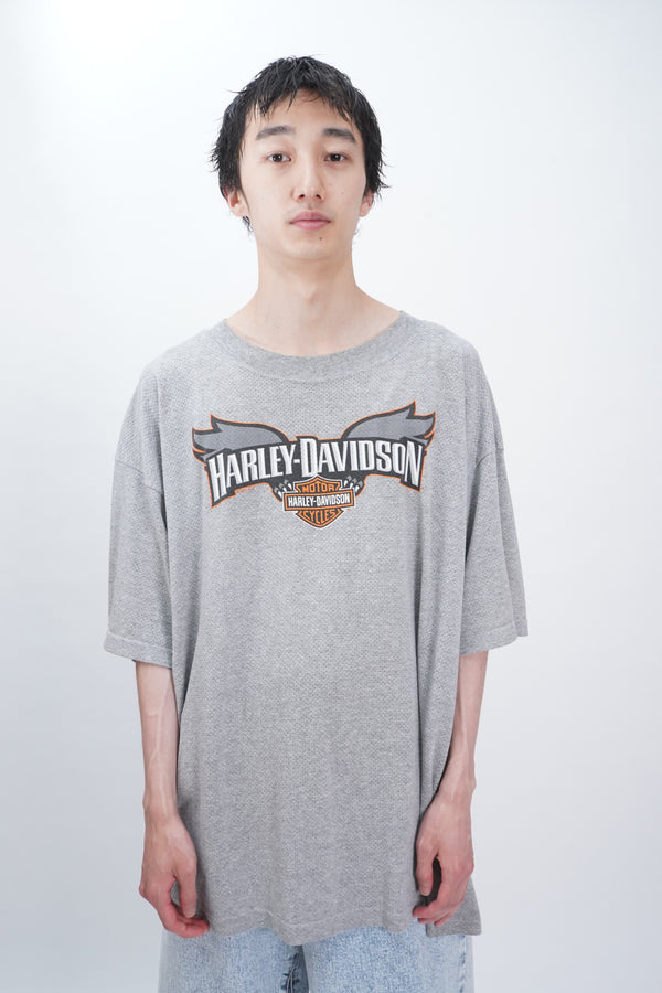 "HARLEY DAVIDSON" -Logo Print S/S Mesh Tee-
