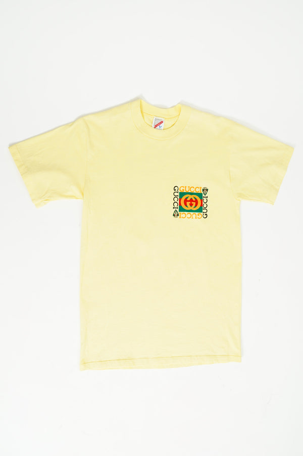 80's "JERZEES" -Bootleg "GUCCI" Printed S/S Tee-