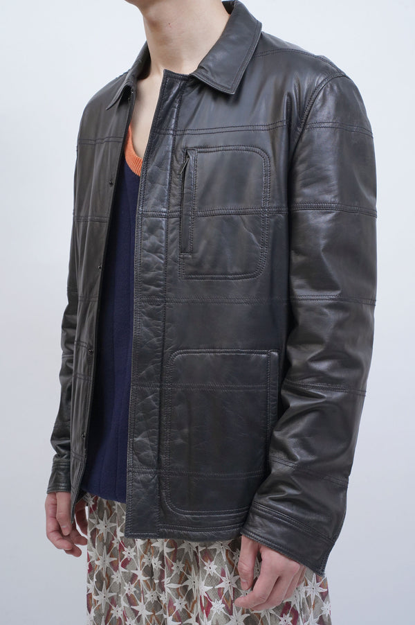 "ARMANI COLLEZIONI" -Lamb Leather Zip Jacket-