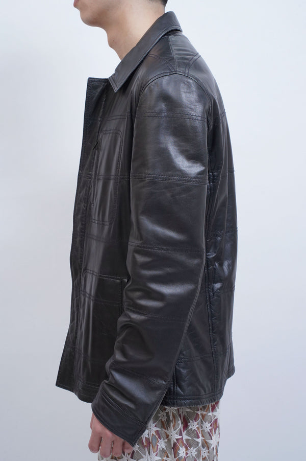 "ARMANI COLLEZIONI" -Lamb Leather Zip Jacket-