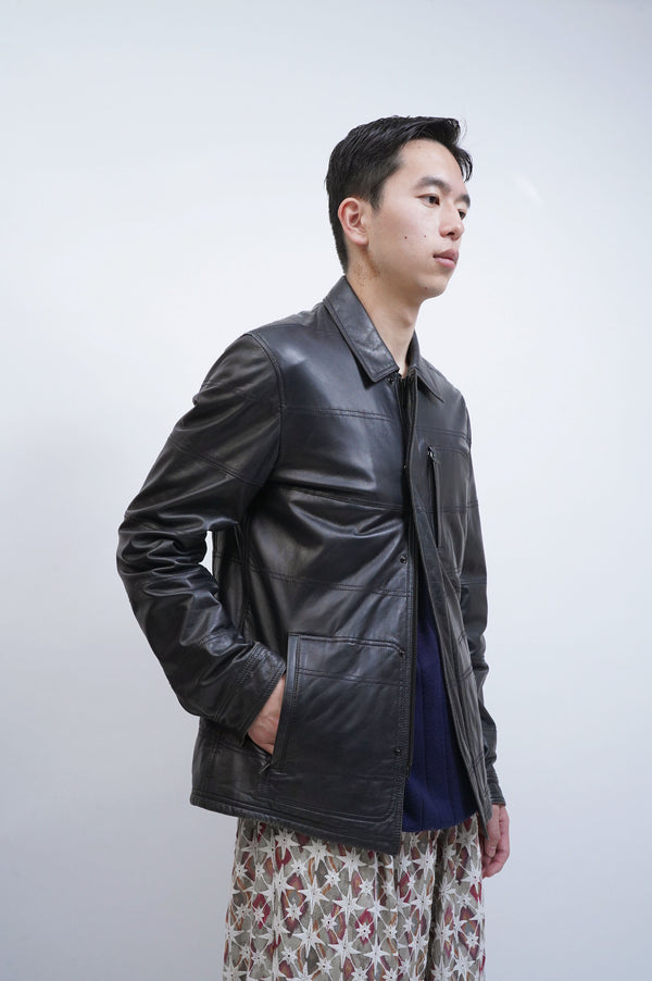 "ARMANI COLLEZIONI" -Lamb Leather Zip Jacket-