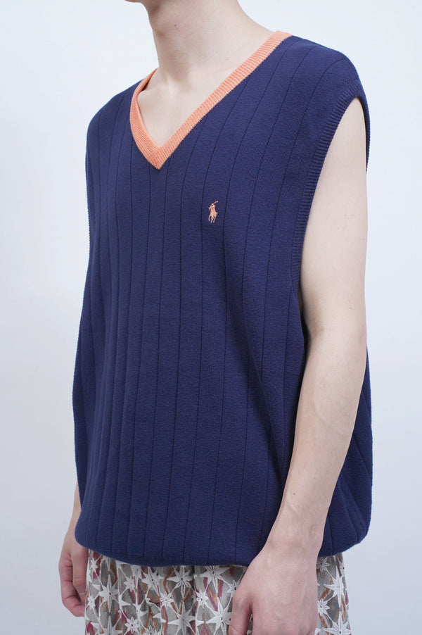 90's "POLO GOLF" -V/N Cotton Knit Vest-