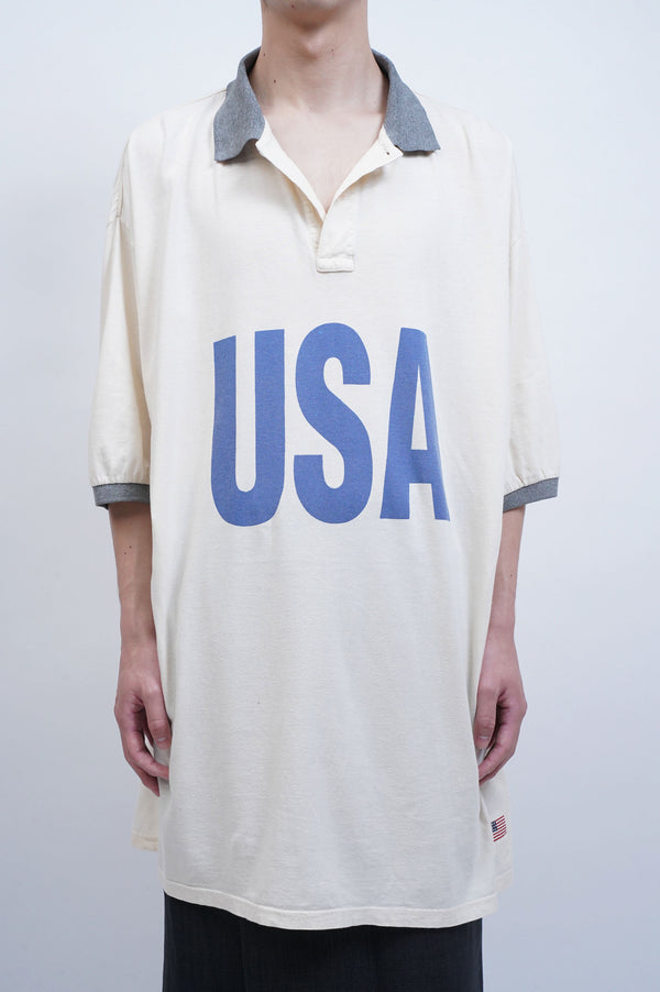 90's "POLO SPORT Ralph Lauren" -"USA" Printed S/S Polo Shirt-