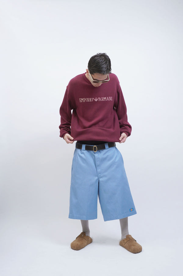 90's "EMPOLIO ARMANI" -Logo Design C/N Cotton Knit Sweater-