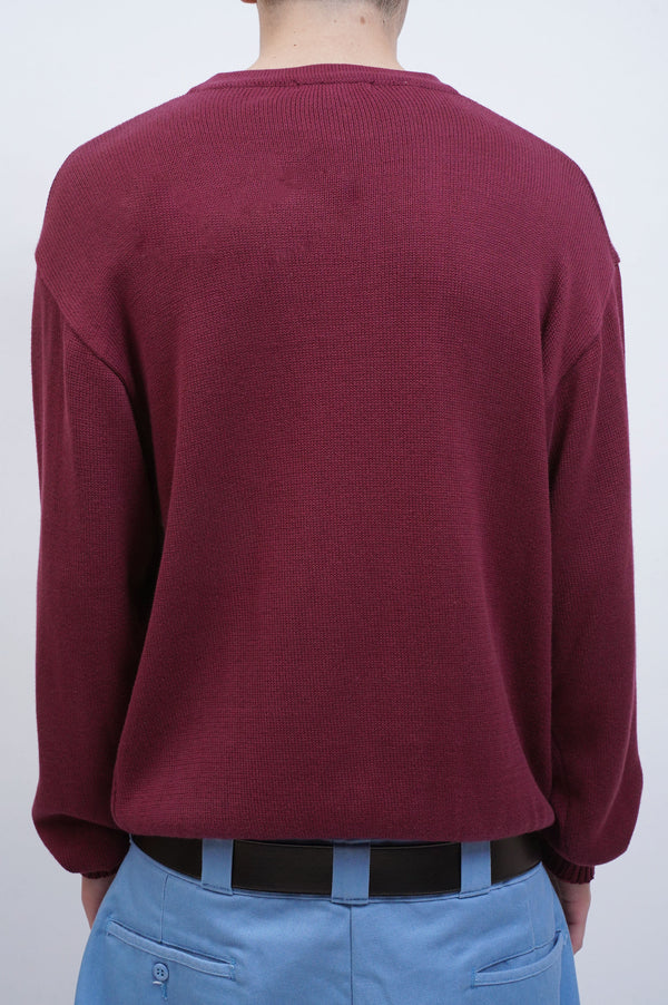 90's "EMPOLIO ARMANI" -Logo Design C/N Cotton Knit Sweater-