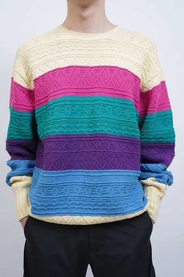 "Polo by Ralph Lauren" -Multi Color Border Cotton C/N Knit Sweater-