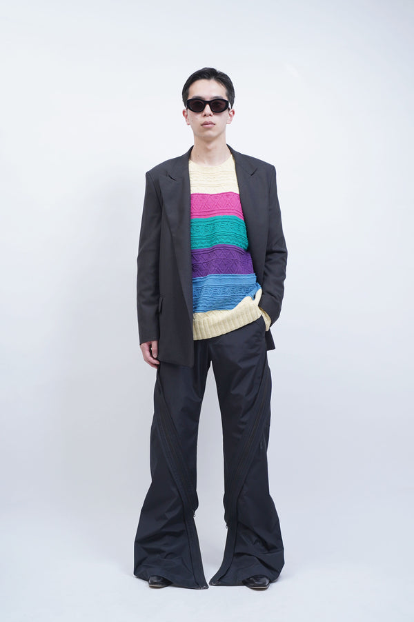 "Polo by Ralph Lauren" -Multi Color Border Cotton C/N Knit Sweater-
